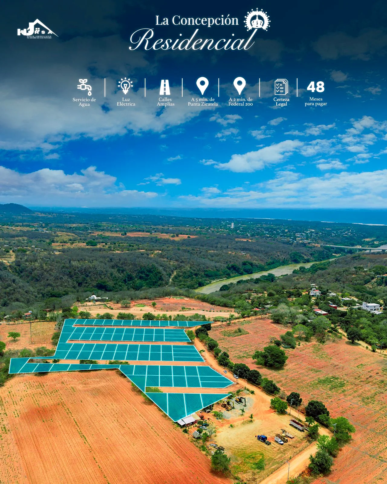 Vista aérea del fraccionamiento La Concepción Residencial Puerto Escondido